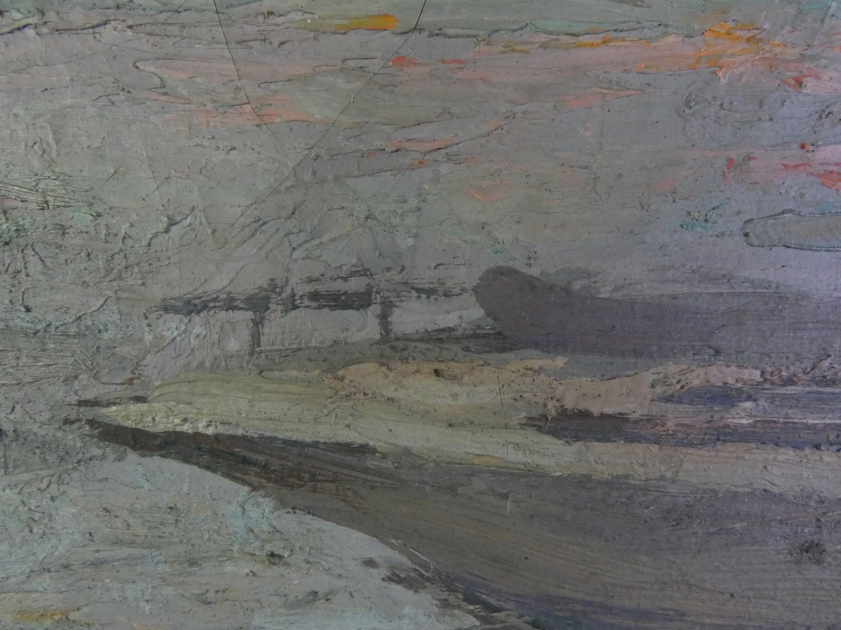 Olieverfschilderij met boot - gesigneerd A. Dewaele - foto 5