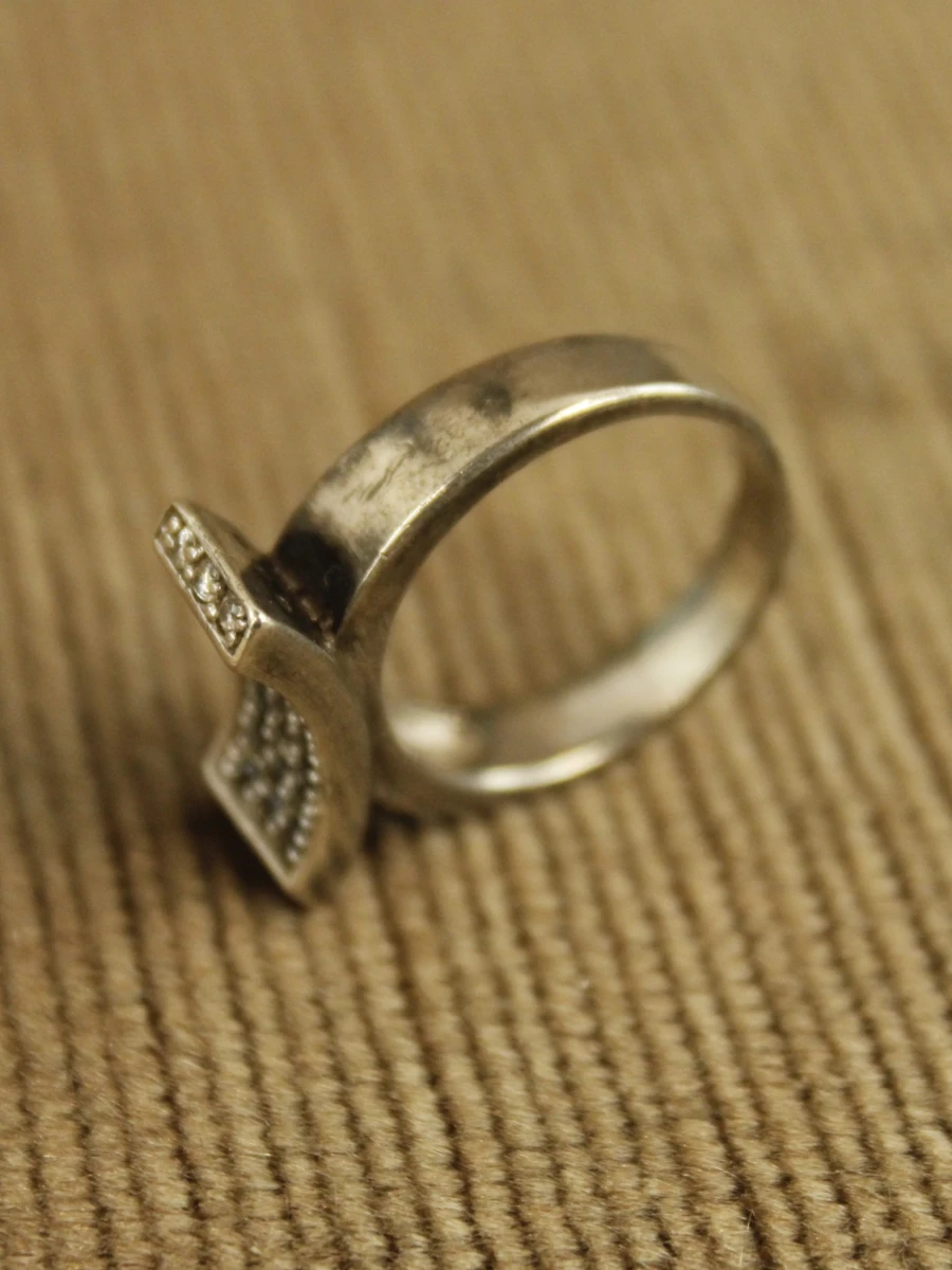 Sterling zilveren ring met zwarte en kleurloze stenen - foto 4