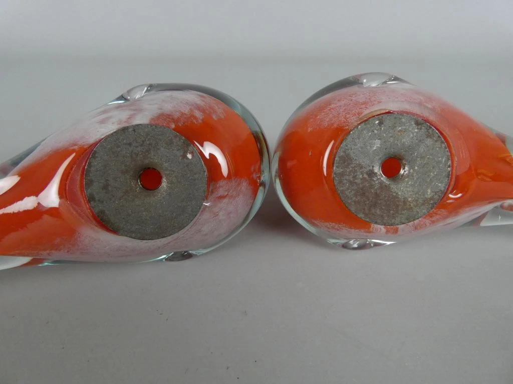 Set van 2 glazen vogelbeeldjes oranje - foto 5