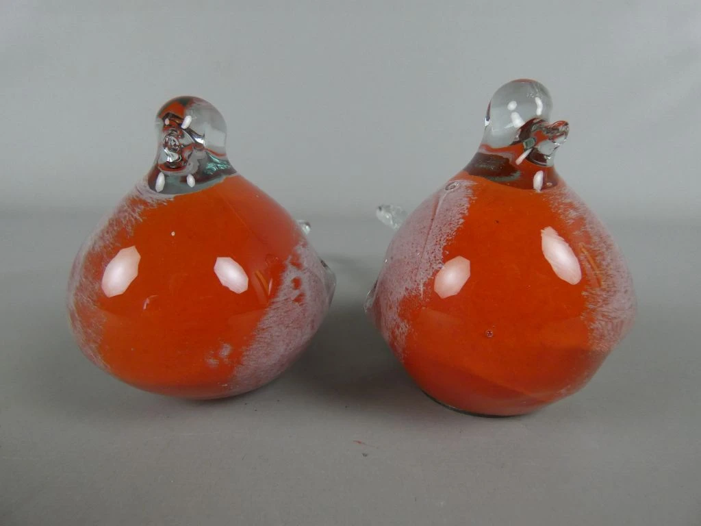Set van 2 glazen vogelbeeldjes oranje - foto 2