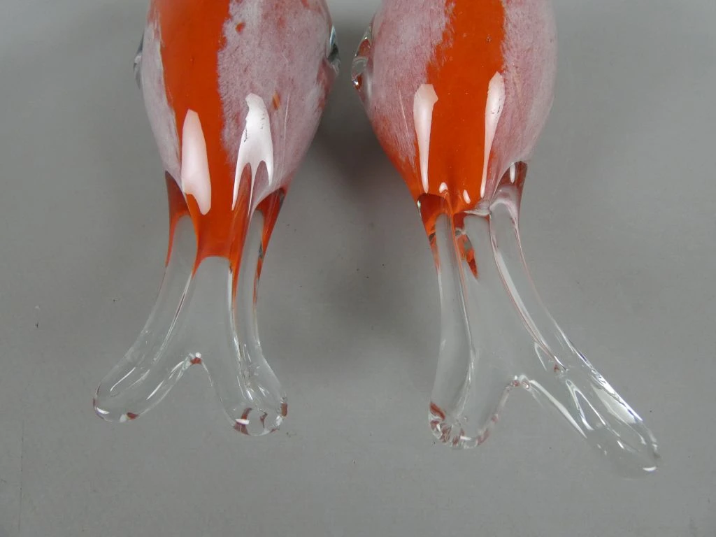 Set van 2 glazen vogelbeeldjes oranje - foto 3
