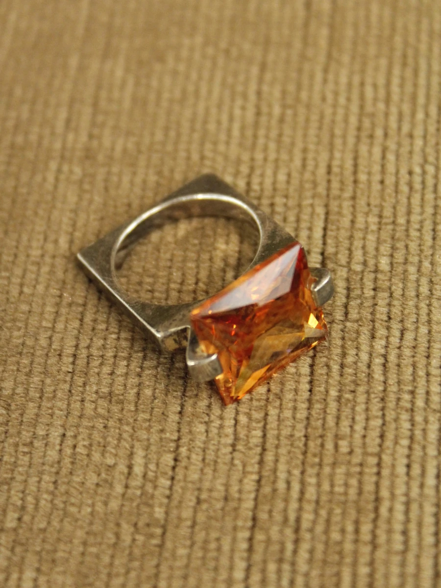 M&Molt sterling zilveren ring met oranje steen - foto 2