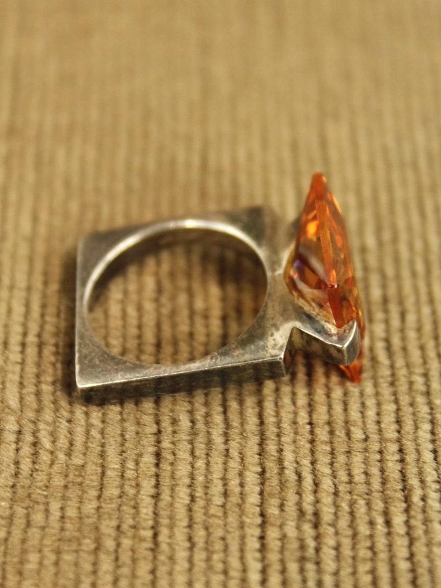 M&Molt sterling zilveren ring met oranje steen - foto 3
