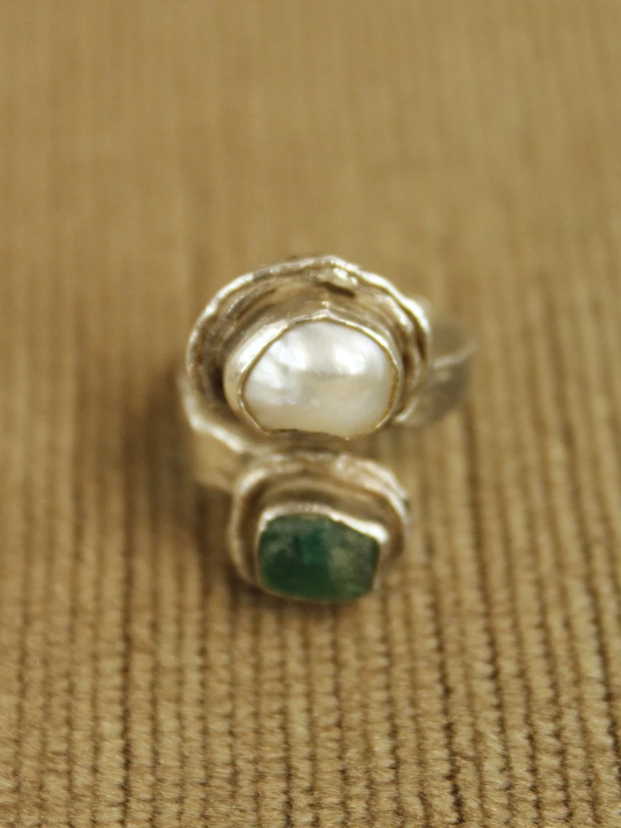 .950 zilveren ring met dubbele ringkop - foto 2