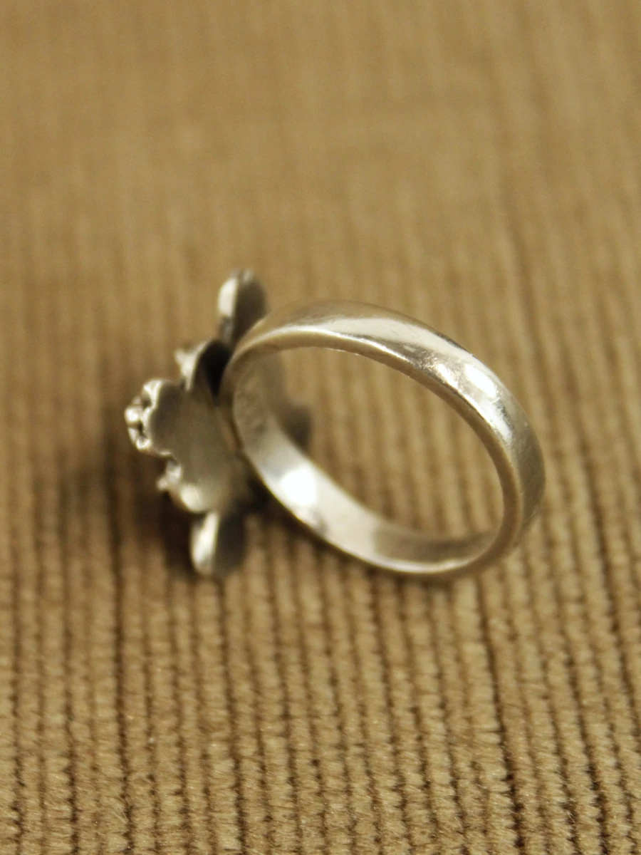 Sterling zilveren ring met bloemvormige ringkop - foto 4