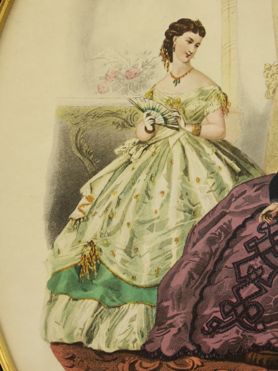 La Mode Illustrée ovaal ingelijste vintage modeprent - foto 3