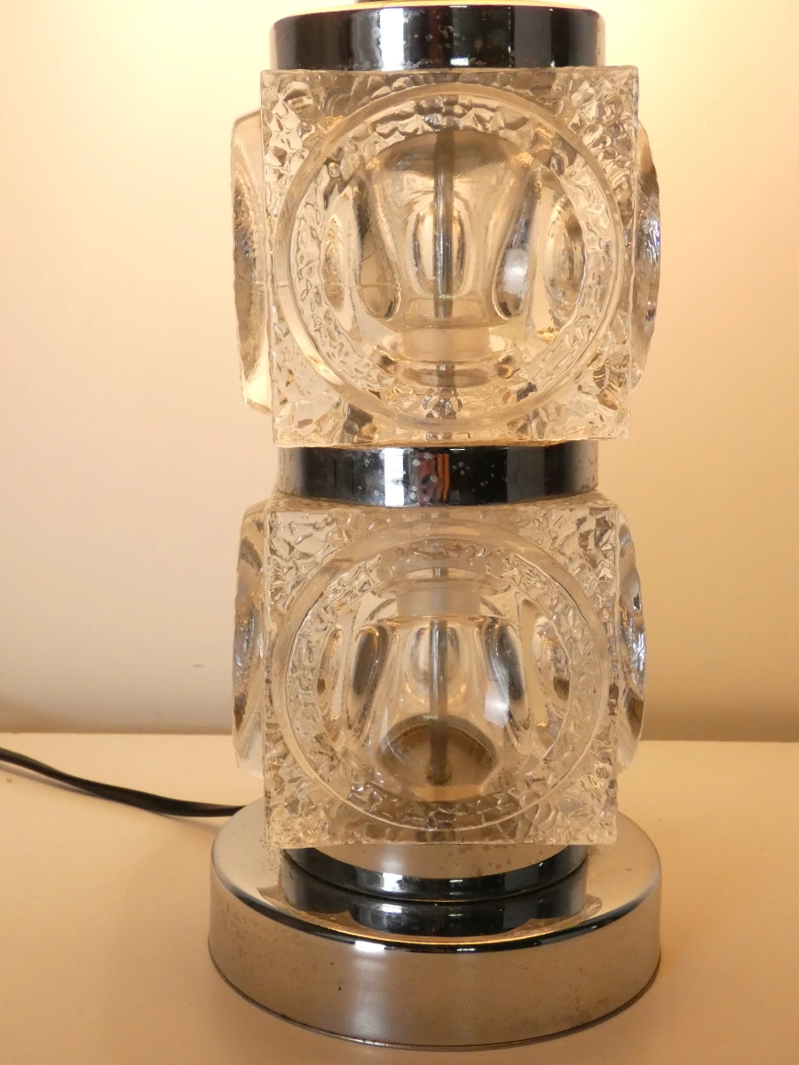 'Ice Cube' Tafellamp – Jaren 70 Space Age Design met stoffen kap - foto 2