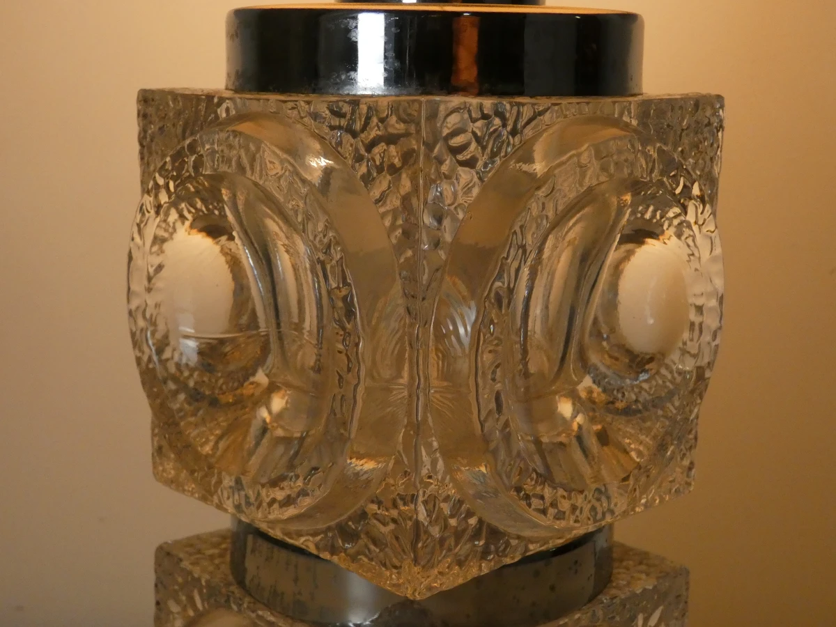 'Ice Cube' Tafellamp – Jaren 70 Space Age Design met stoffen kap - foto 5