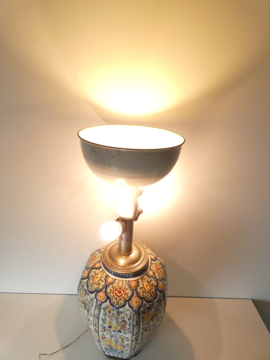 Vintage porseleinen tafellamp met monogrammerk Boch Frères Keramis - foto 2