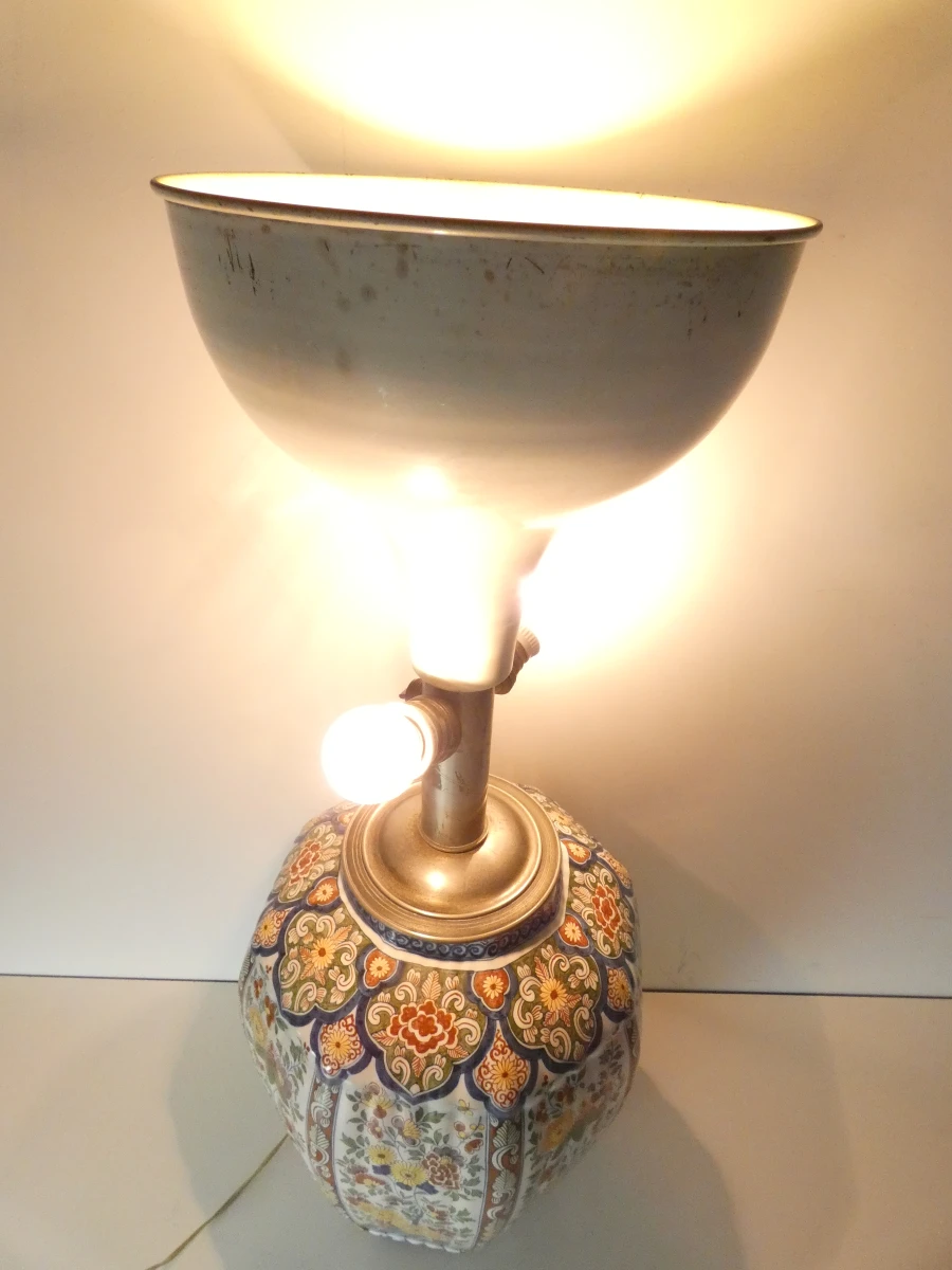 Vintage porseleinen tafellamp met monogrammerk Boch Frères Keramis - foto 3