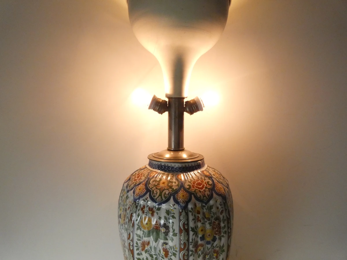 Vintage porseleinen tafellamp met monogrammerk Boch Frères Keramis - foto 5