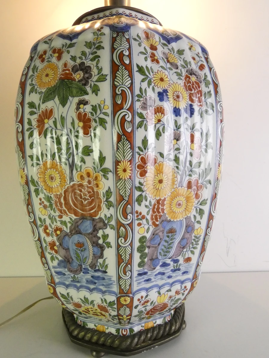 Vintage porseleinen tafellamp met monogrammerk Boch Frères Keramis - foto 6