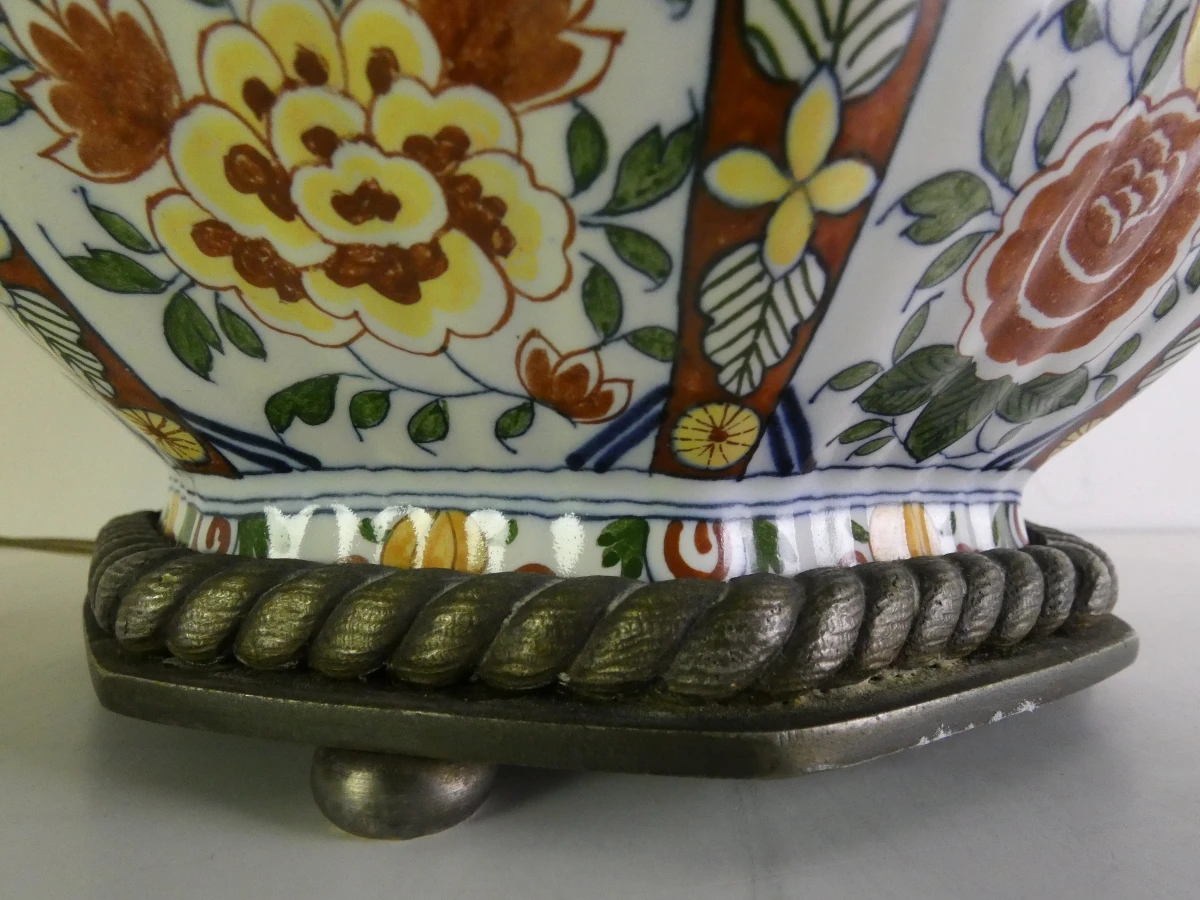 Vintage porseleinen tafellamp met monogrammerk Boch Frères Keramis - foto 7