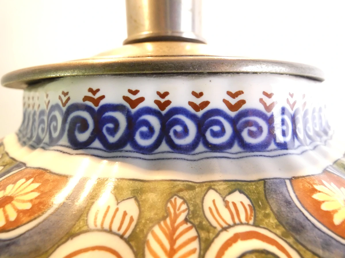 Vintage porseleinen tafellamp met monogrammerk Boch Frères Keramis - foto 12