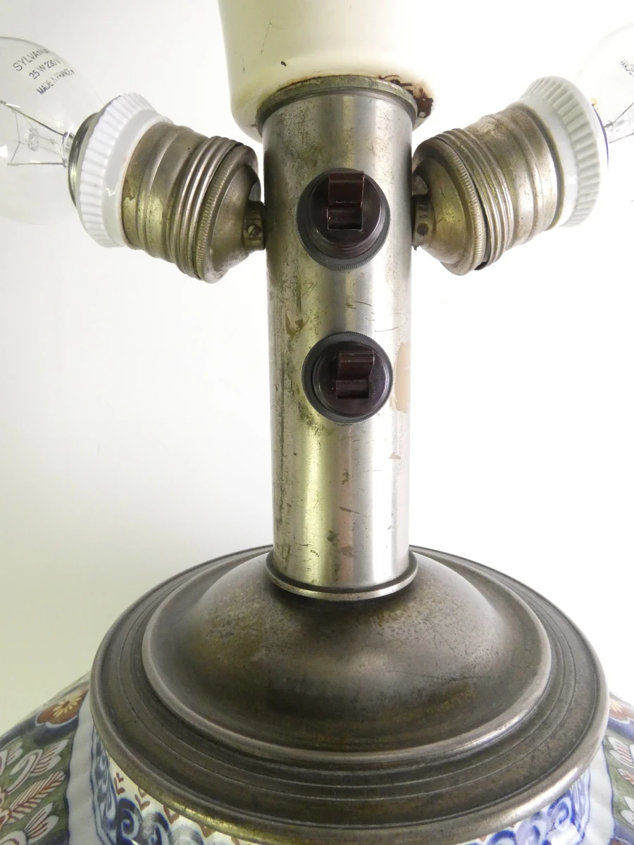Vintage porseleinen tafellamp met monogrammerk Boch Frères Keramis - foto 14