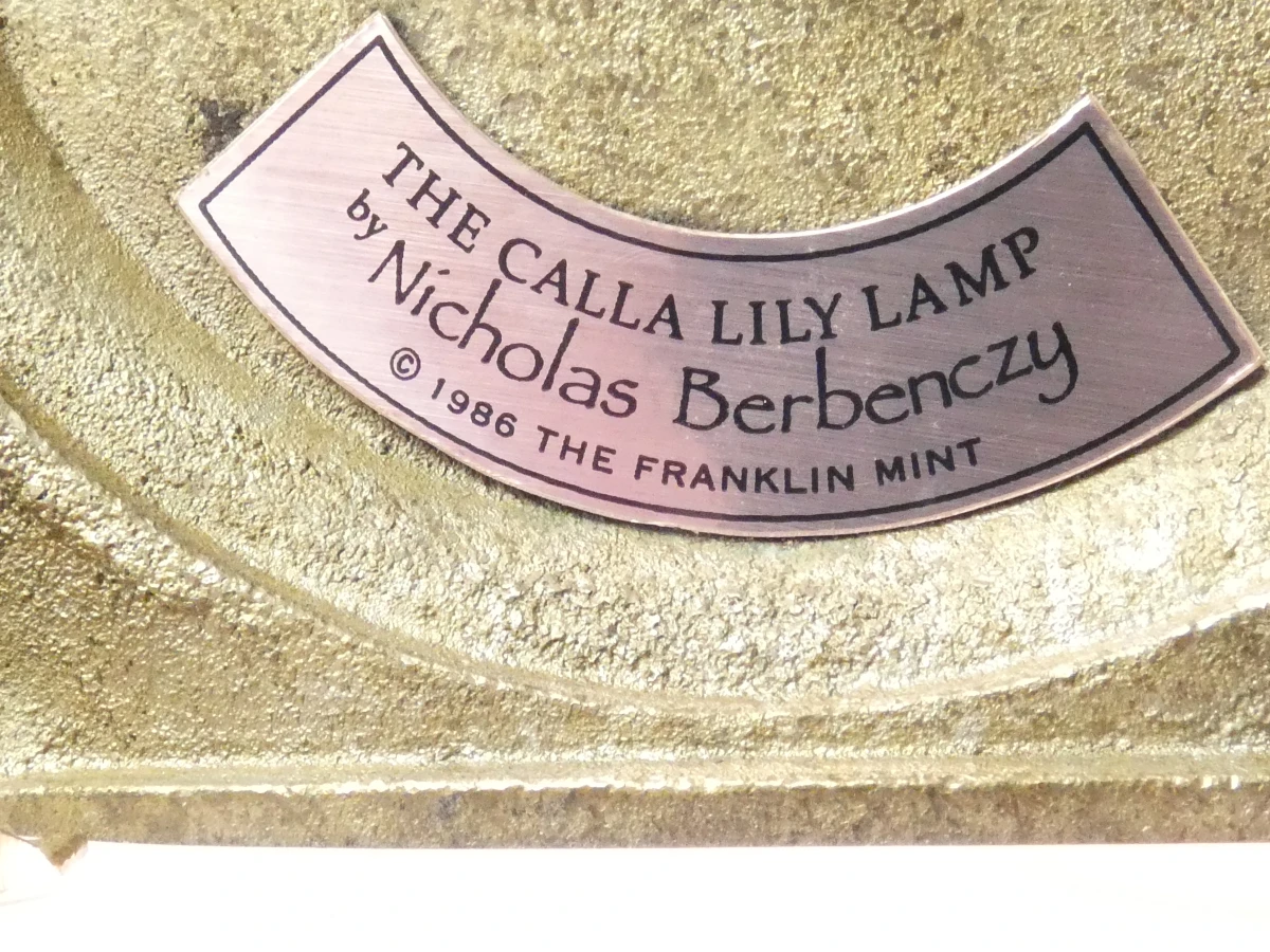 Franklin Mint "Calla Lily" Tafellamp (1986) – Nicholas Berbenczy met stoffen kap - foto 11