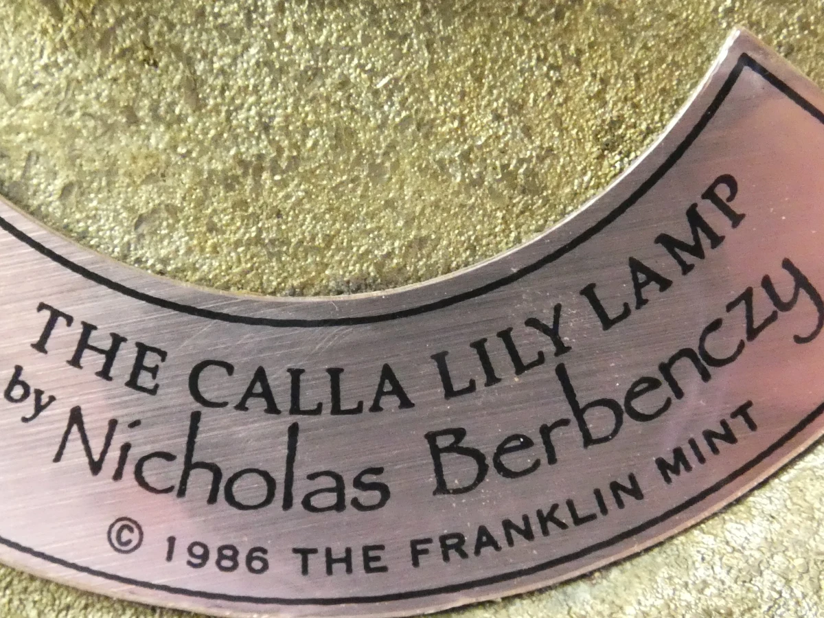 Franklin Mint "Calla Lily" Tafellamp (1986) – Nicholas Berbenczy met stoffen kap - foto 12