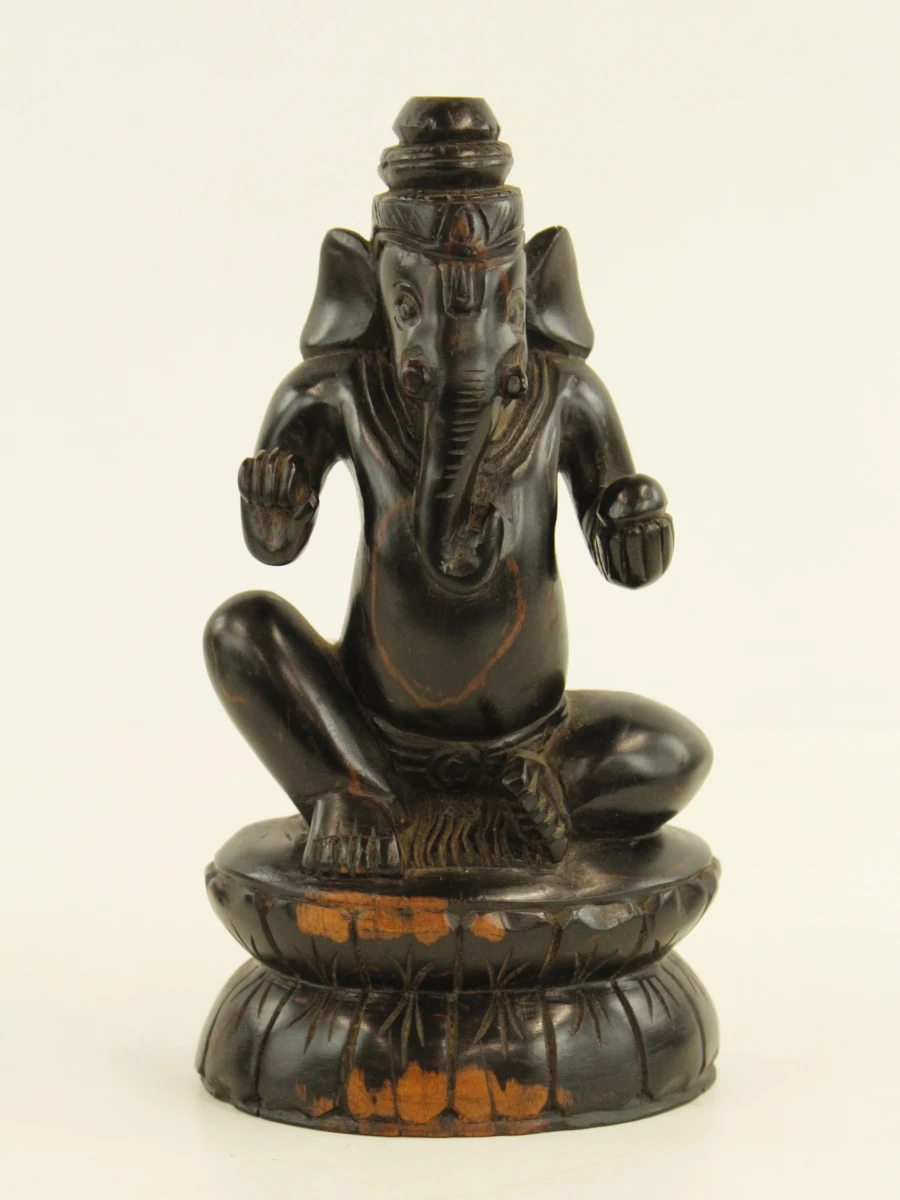 Set van drie houten Boeddha en Ganesha beelden - foto 2