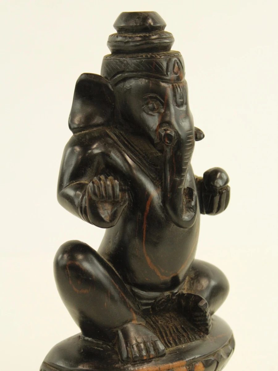 Set van drie houten Boeddha en Ganesha beelden - foto 4
