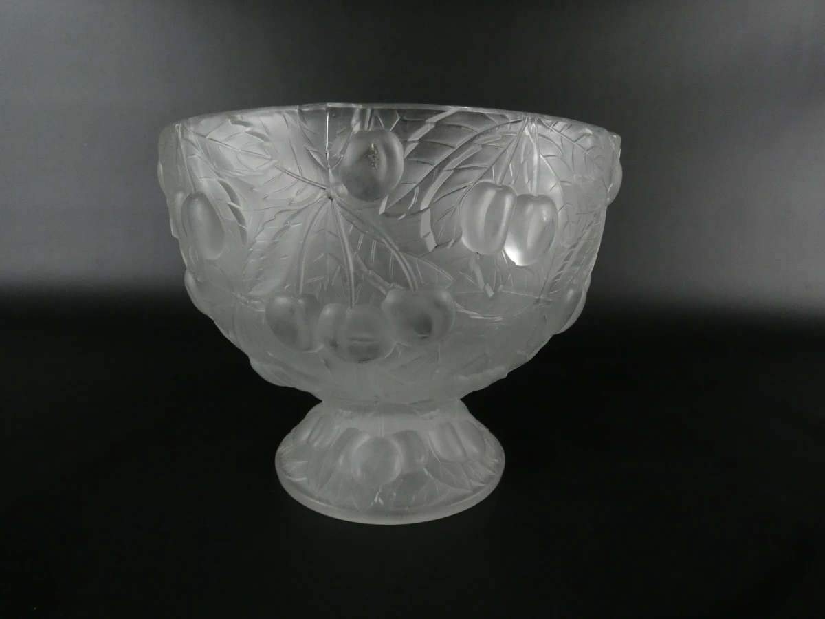 Barolac-fruitschaal in matglas met kersenreliëf - Art Deco - foto 2