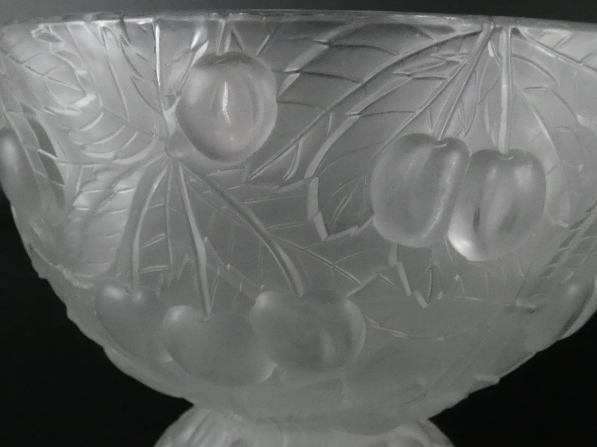 Barolac-fruitschaal in matglas met kersenreliëf - Art Deco - foto 6