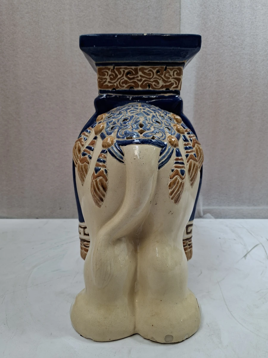 Vintage Chinees Keramisch Olifantenkrukje – Plantentafel & Bijzettafel - foto 5