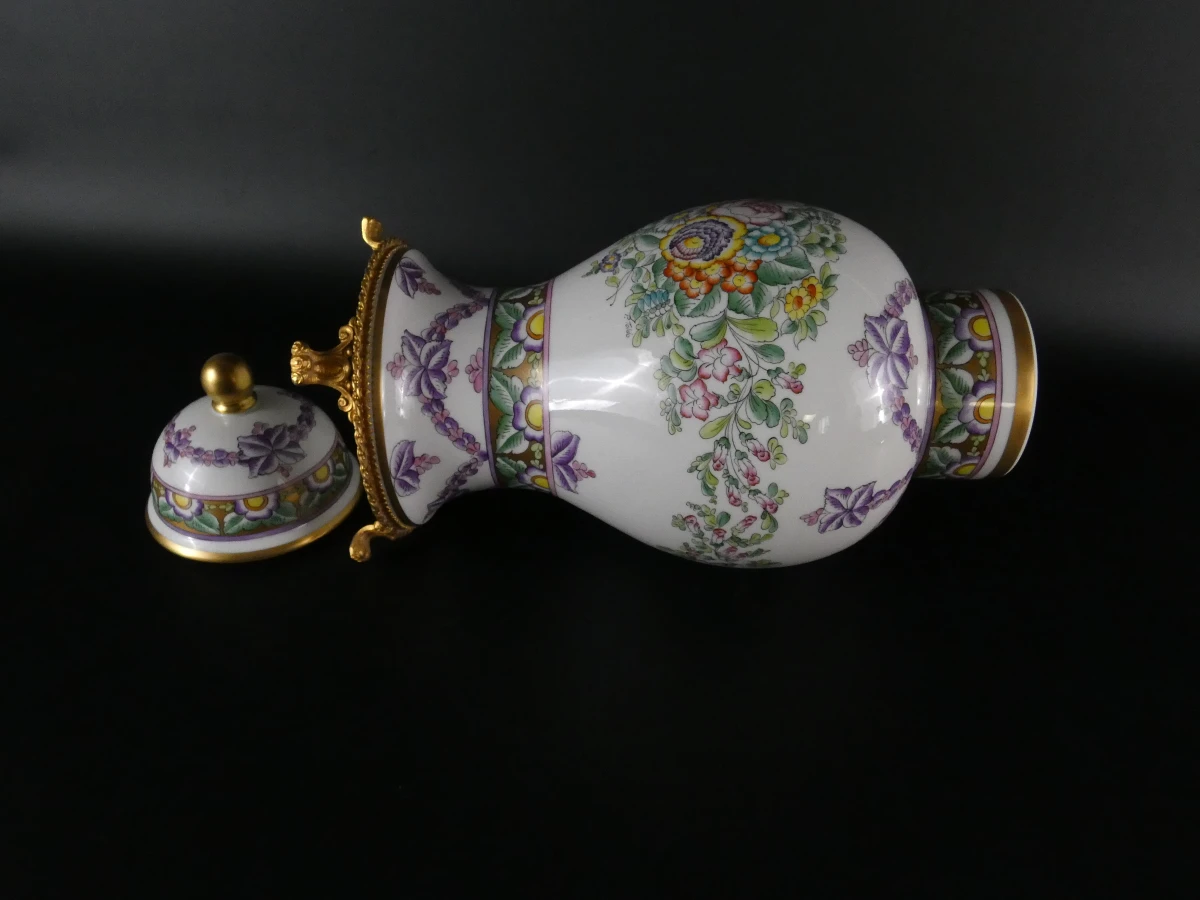 Limoges porseleinen dekselvaas met bloemendecor - foto 4