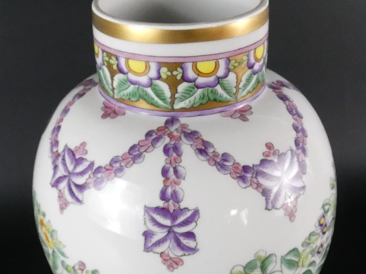 Limoges porseleinen dekselvaas met bloemendecor - foto 11