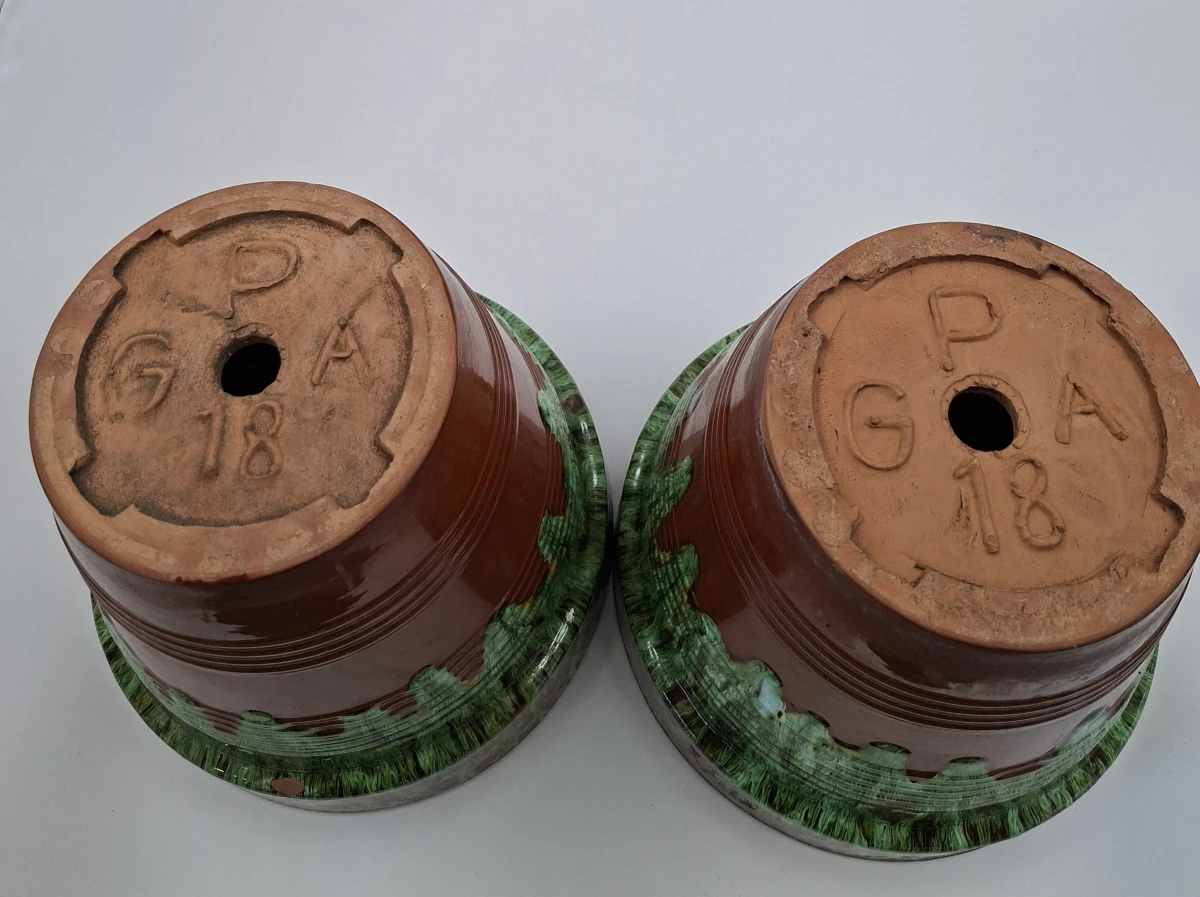 2 keramische bloempotten met druipglazuur - foto 3