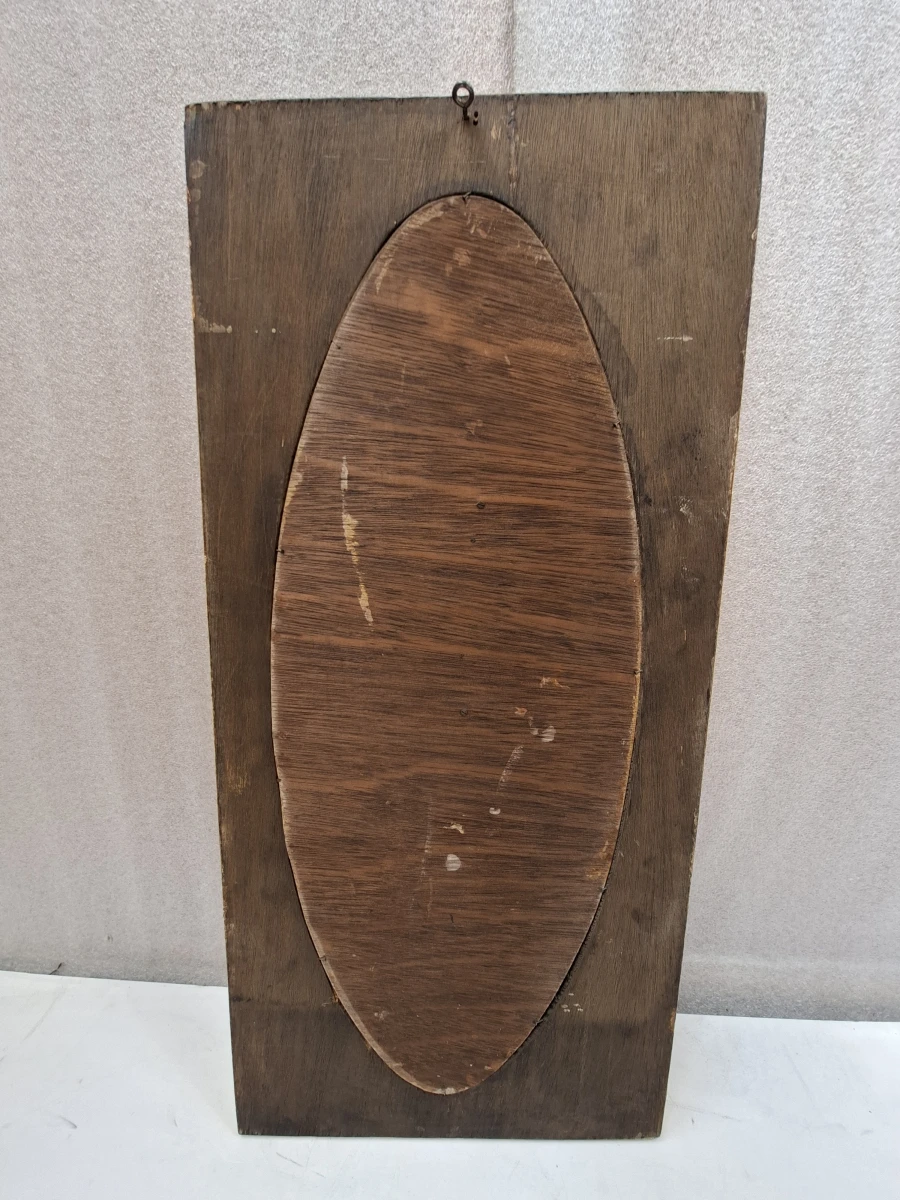 Vintage 3D Reliëf Wandpaneel – Handgesneden Karakteristieke Snorrenman / Harlekijn - foto 3