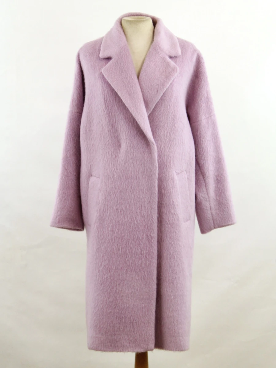 Le Coeur Twinset - oversized mantel in zacht lila met brede revers - XS - foto 3