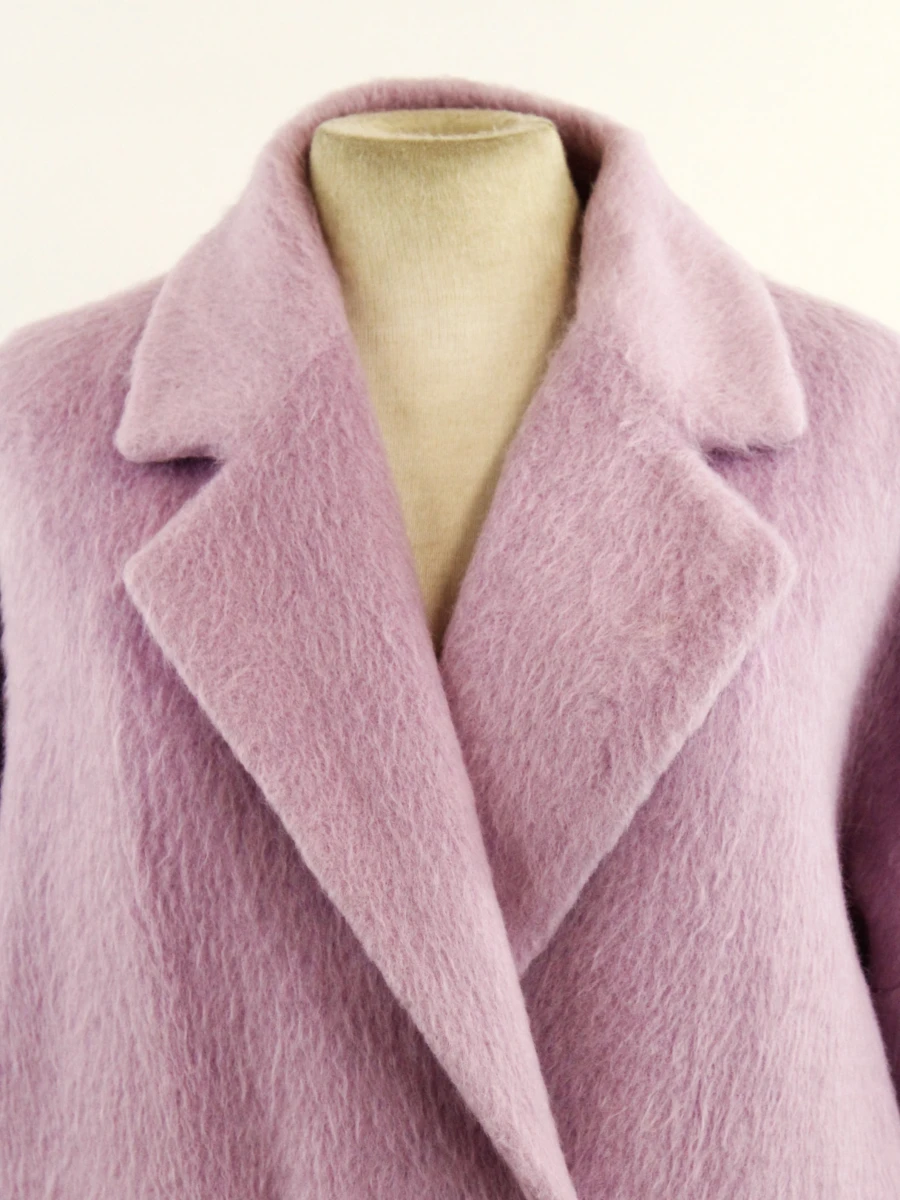 Le Coeur Twinset - oversized mantel in zacht lila met brede revers - XS - foto 4