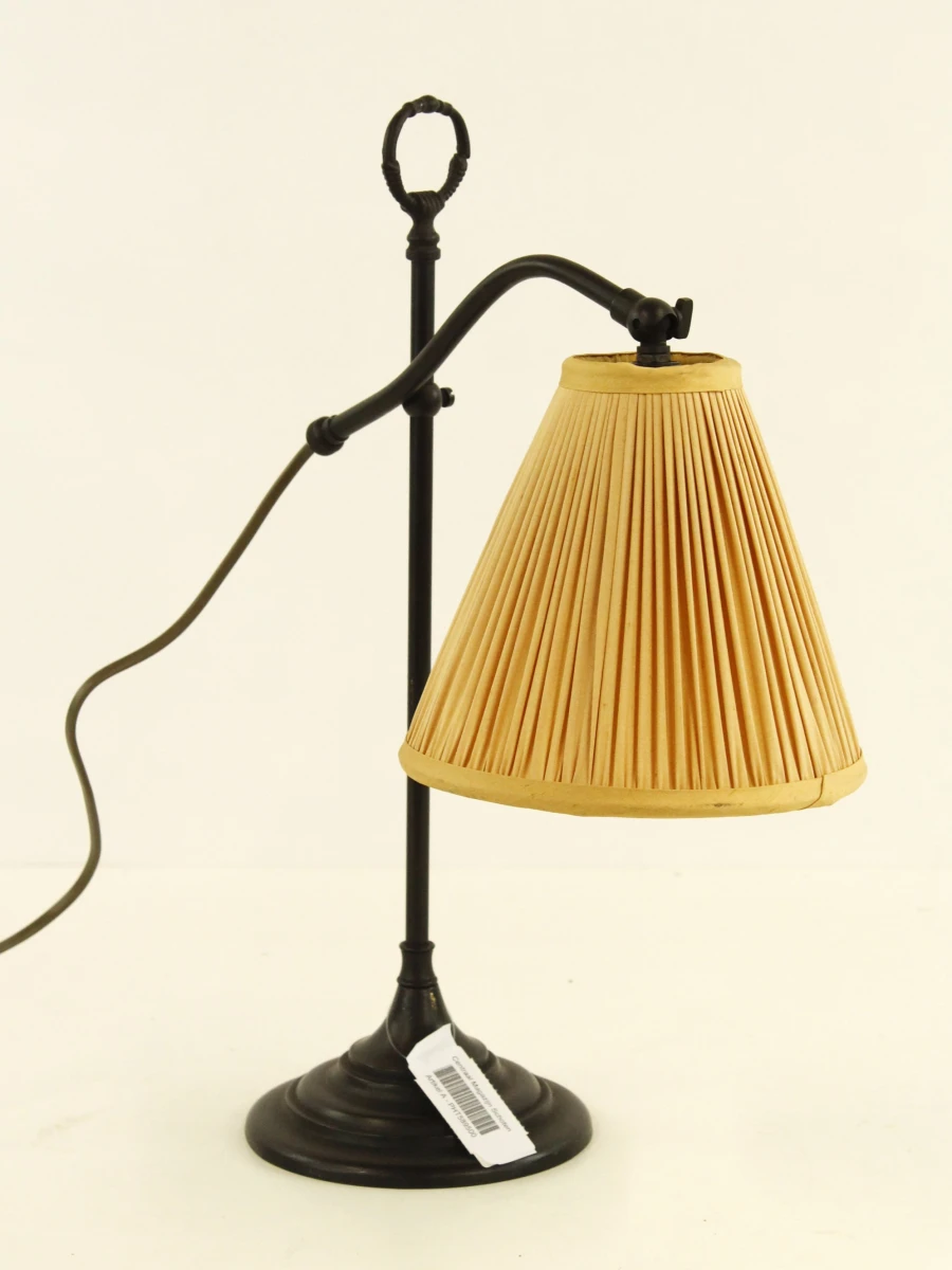 Vintage metalen bureaulamp met stoffen kap - foto 2