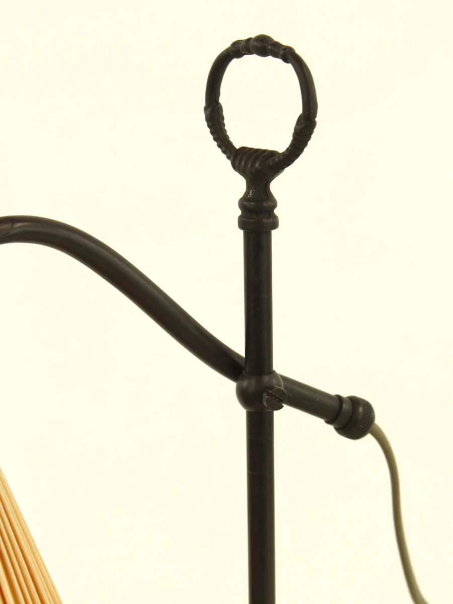 Vintage metalen bureaulamp met stoffen kap - foto 4