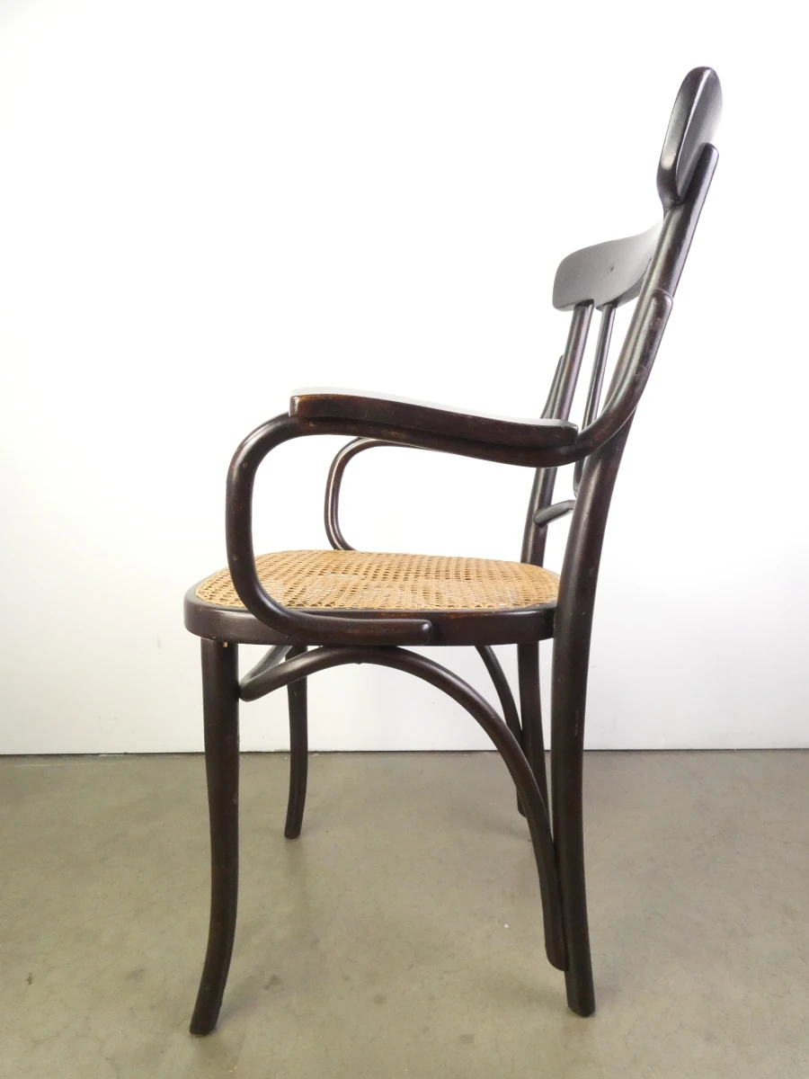 Vintage Thonet-stijl armstoel met rotanzetting - foto 2