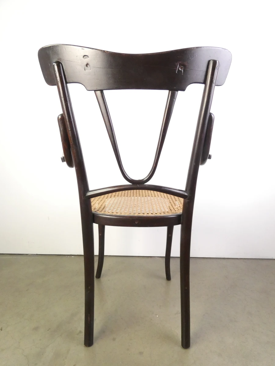 Vintage Thonet-stijl armstoel met rotanzetting - foto 3