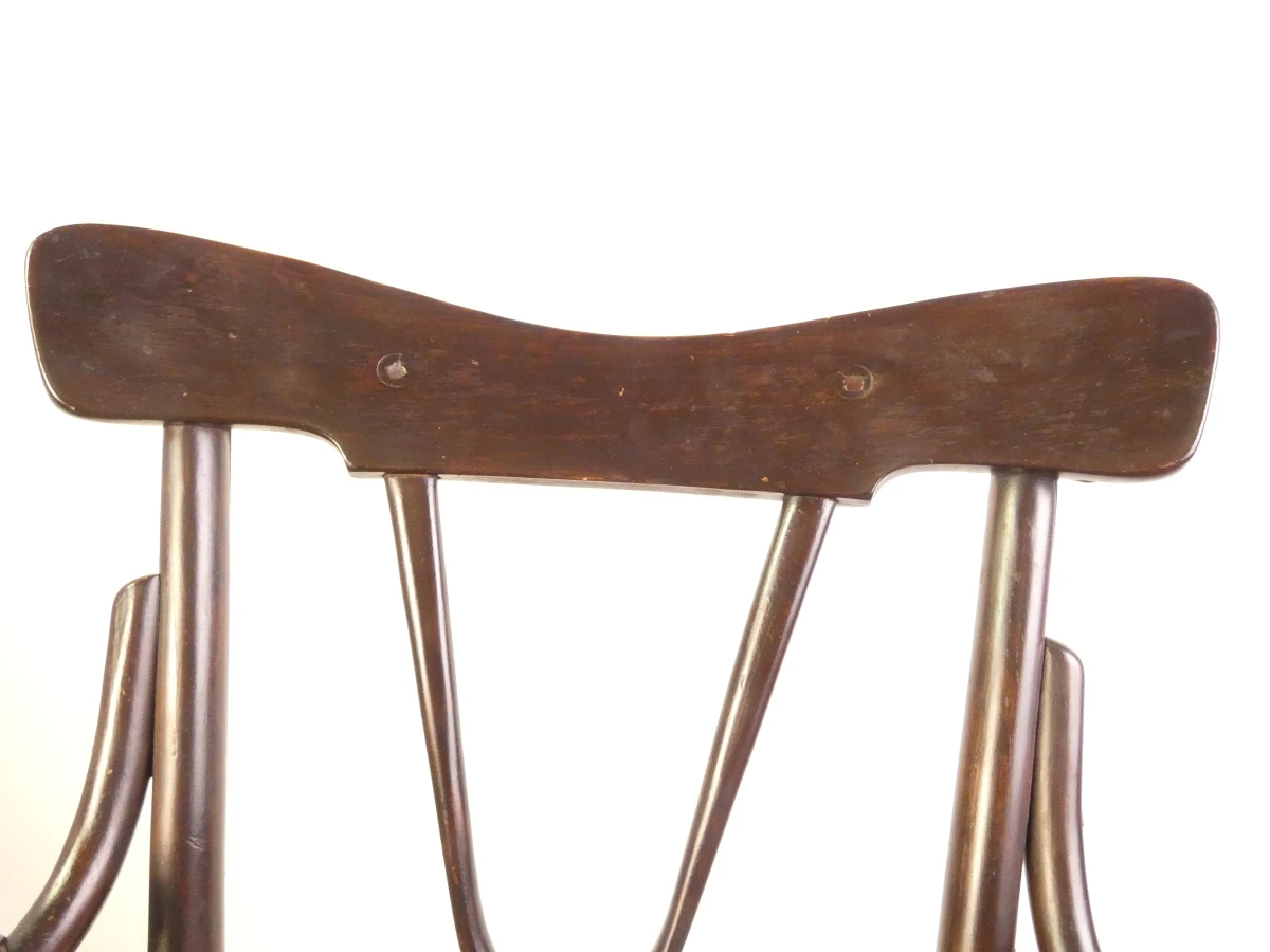 Vintage Thonet-stijl armstoel met rotanzetting - foto 7