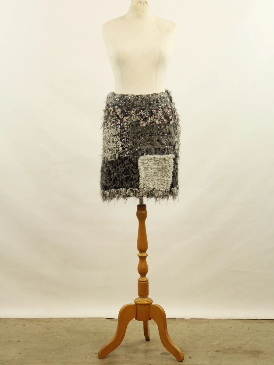 CHANEL - luxe patchwork rok met pailletten, wol, mohair, alpaca en cashmere - foto 2