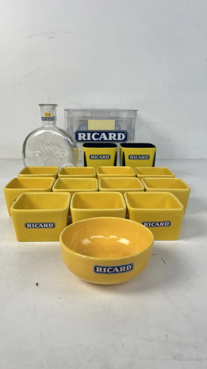 Barset Ricard Pastis karaf schaaltjes Frans bistro aperitief servies geel - foto 3