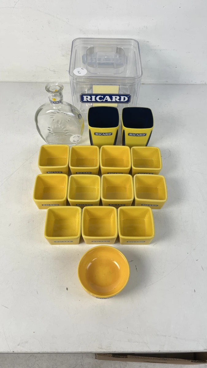 Barset Ricard Pastis karaf schaaltjes Frans bistro aperitief servies geel - foto 4