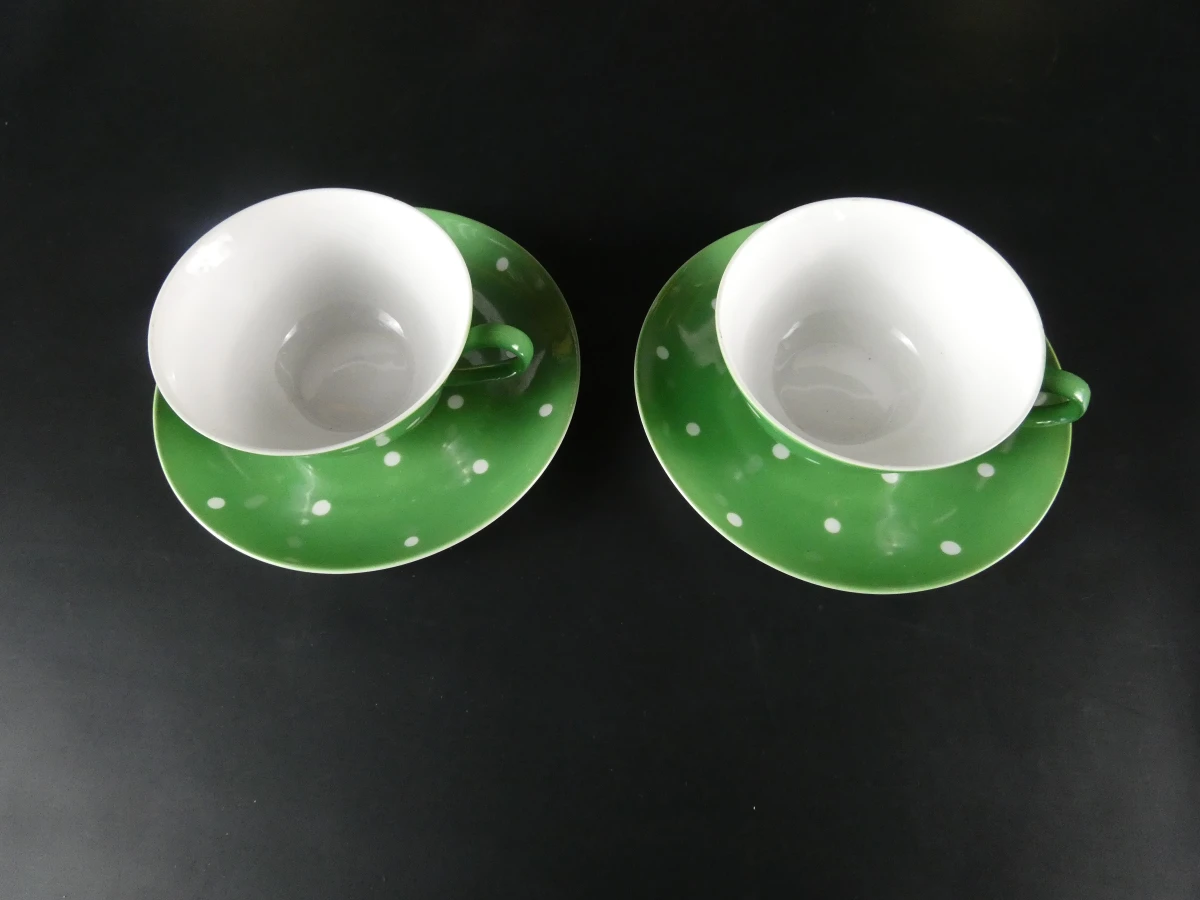 Vintage Kahla 'Polka Dot' porseleinen koffieset - 12-delig - foto 3
