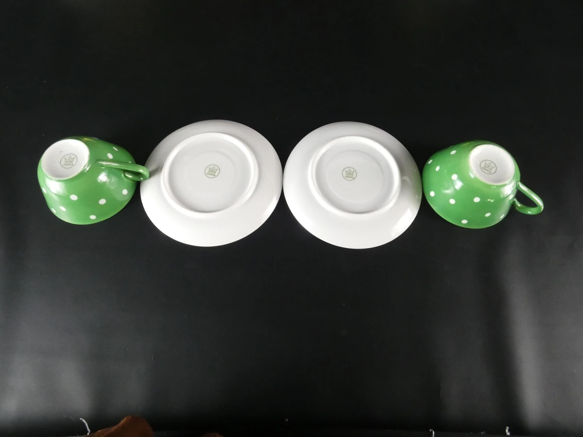 Vintage Kahla 'Polka Dot' porseleinen koffieset - 12-delig - foto 4