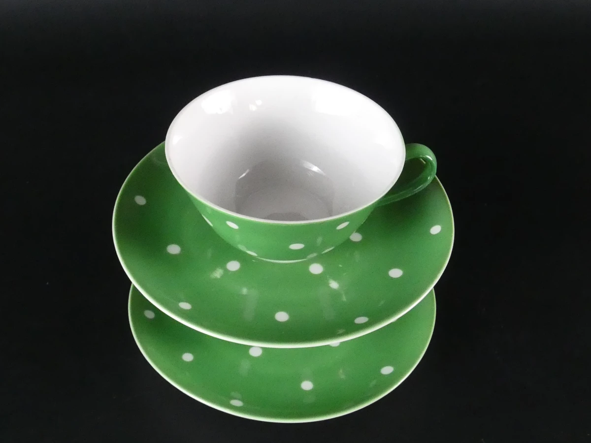 Vintage Kahla 'Polka Dot' porseleinen koffieset - 12-delig - foto 6