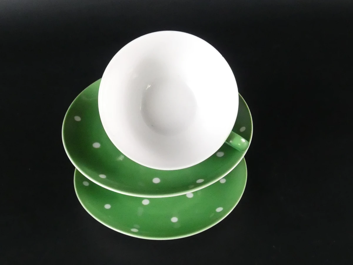 Vintage Kahla 'Polka Dot' porseleinen koffieset - 12-delig - foto 7