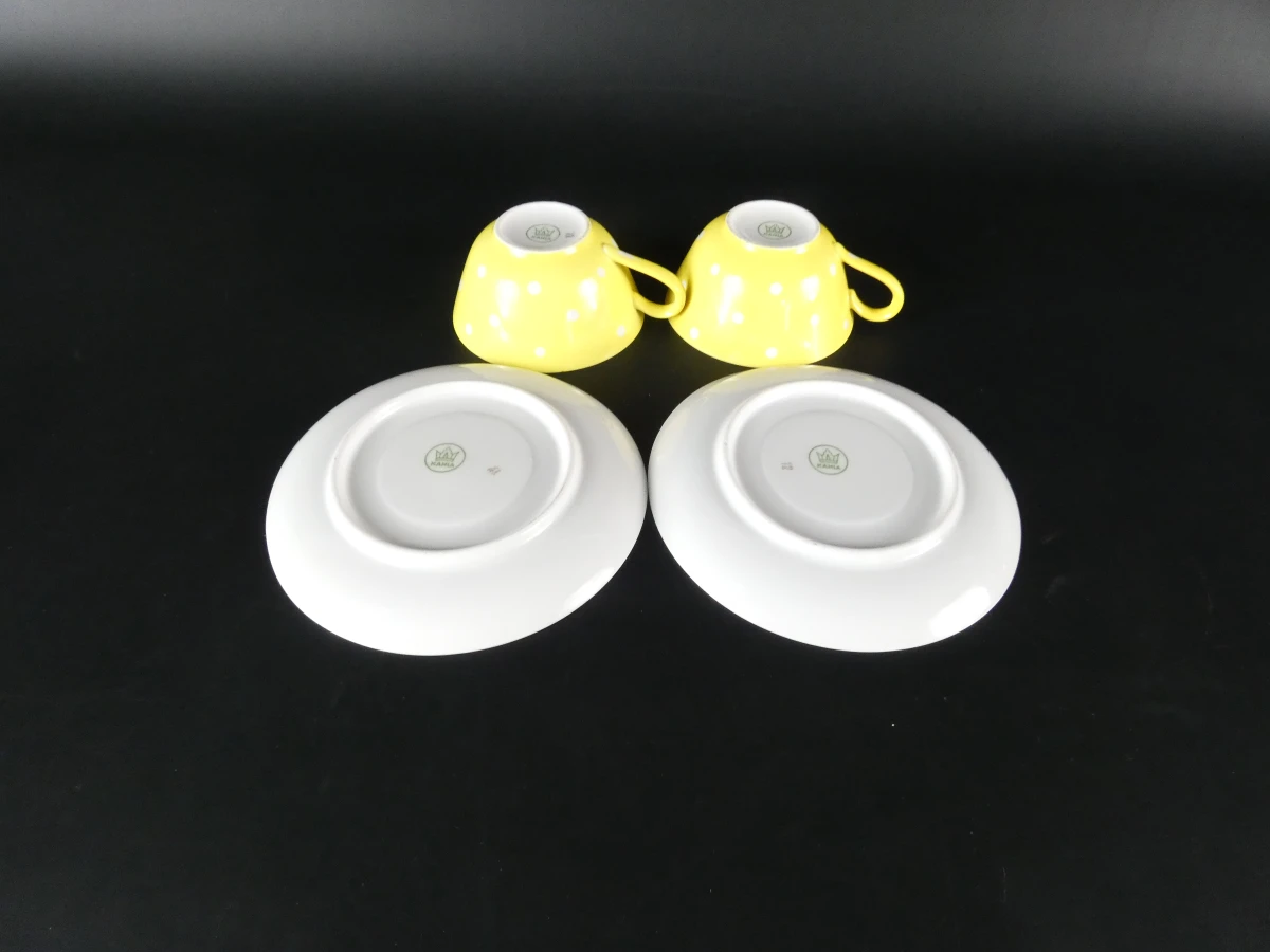 Vintage Kahla 'Polka Dot' porseleinen koffieset - 12-delig - foto 10