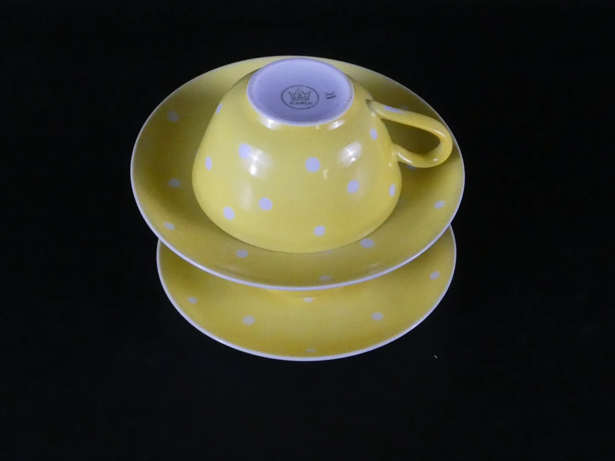 Vintage Kahla 'Polka Dot' porseleinen koffieset - 12-delig - foto 13