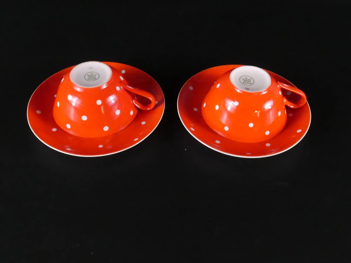 Vintage Kahla 'Polka Dot' porseleinen koffieset - 12-delig - foto 14