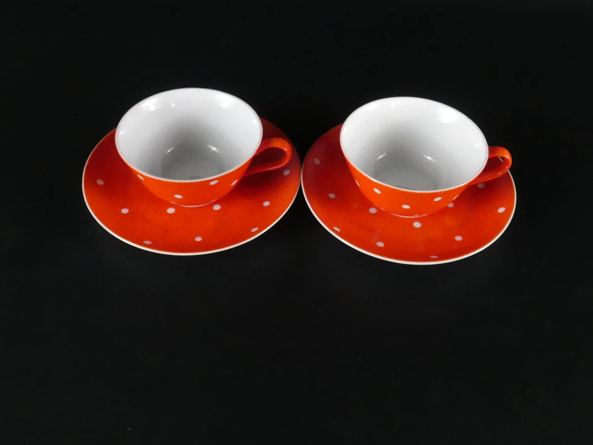 Vintage Kahla 'Polka Dot' porseleinen koffieset - 12-delig - foto 15