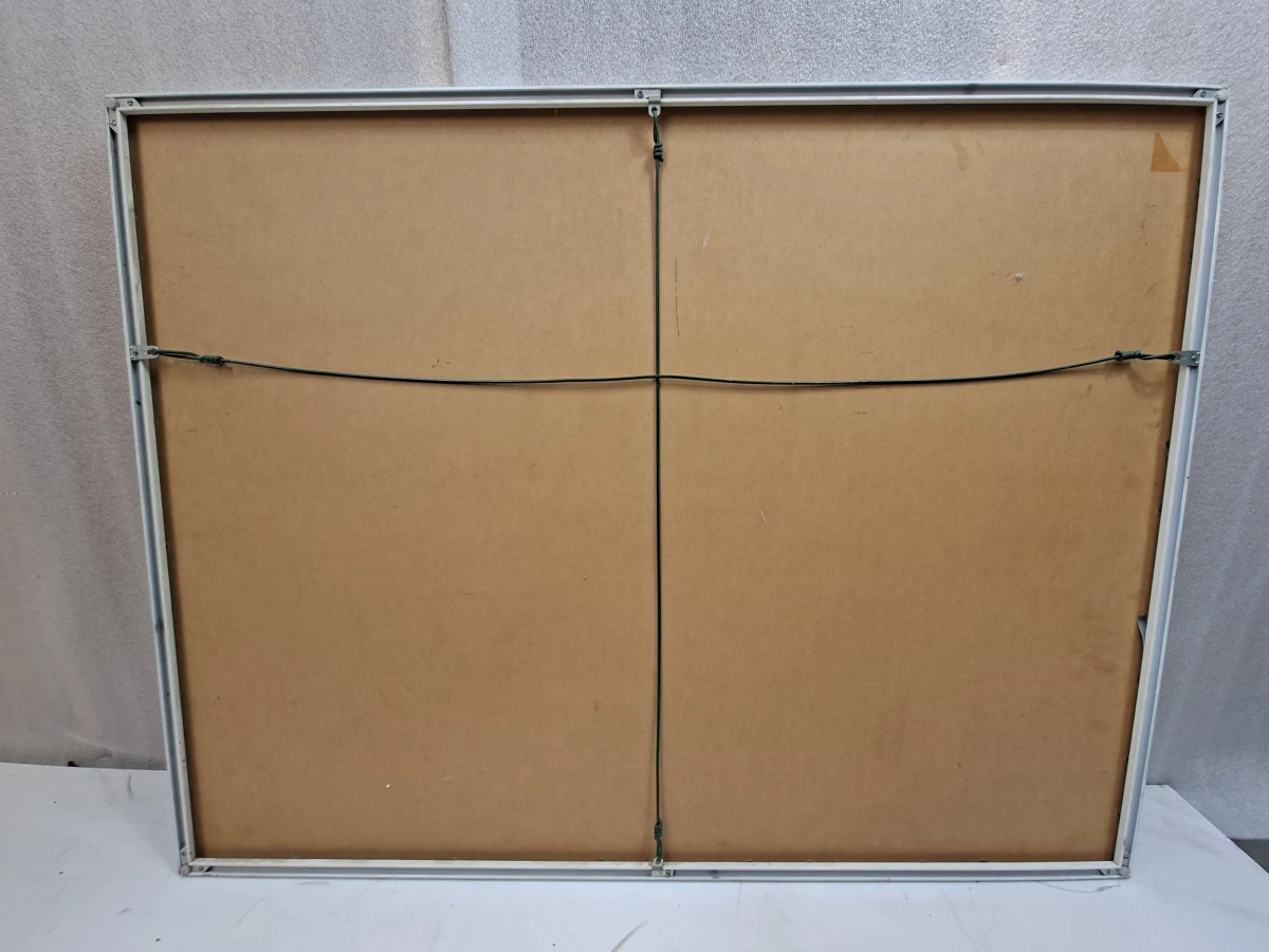Kleurrijk Abstract Expressionistisch Kunstwerk – Gesigneerd P. Boss (5/'97) in Aluminium Wissellijst - foto 4