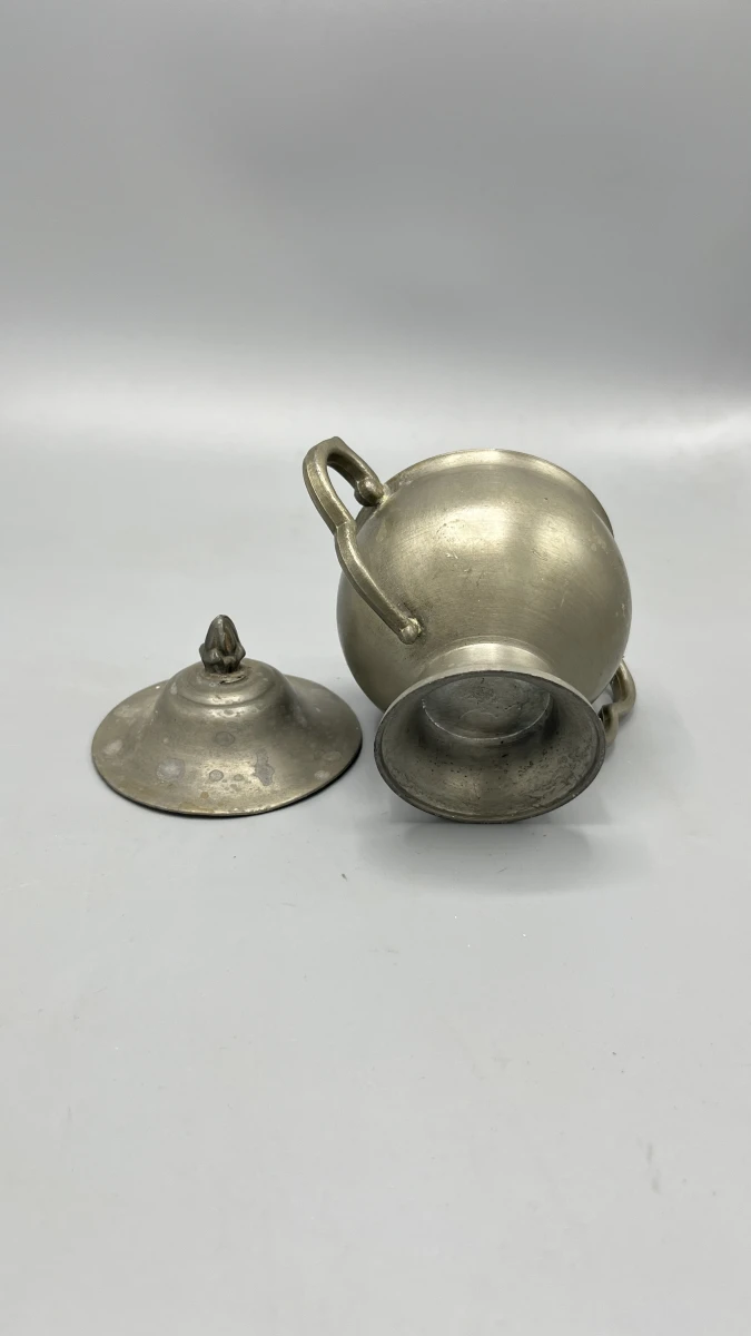 Suikerpot tin met deksel oren vintage klassiek tafelservies - foto 4